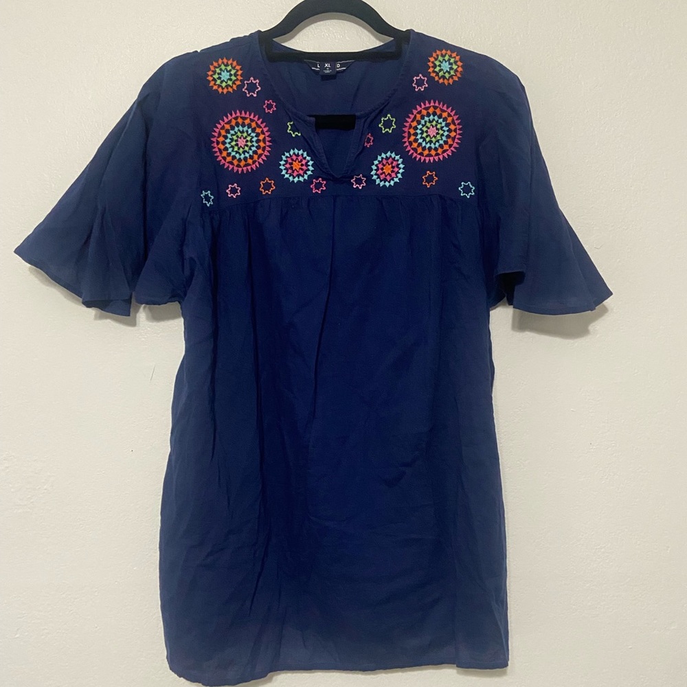 Lands' End Embroidered Boho Tunic Top – Women's XL (16)